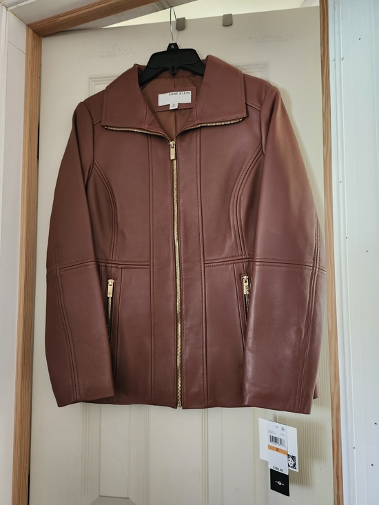 Anne Klein Jackets & Blazers - Anne Klein Women's REAL Leather Zip Front Jacket - Brown